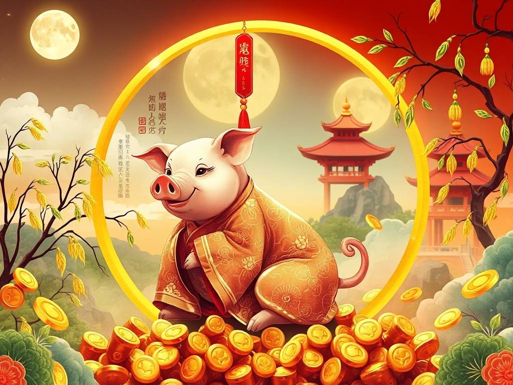 属猪的招财运手机壁纸(1)