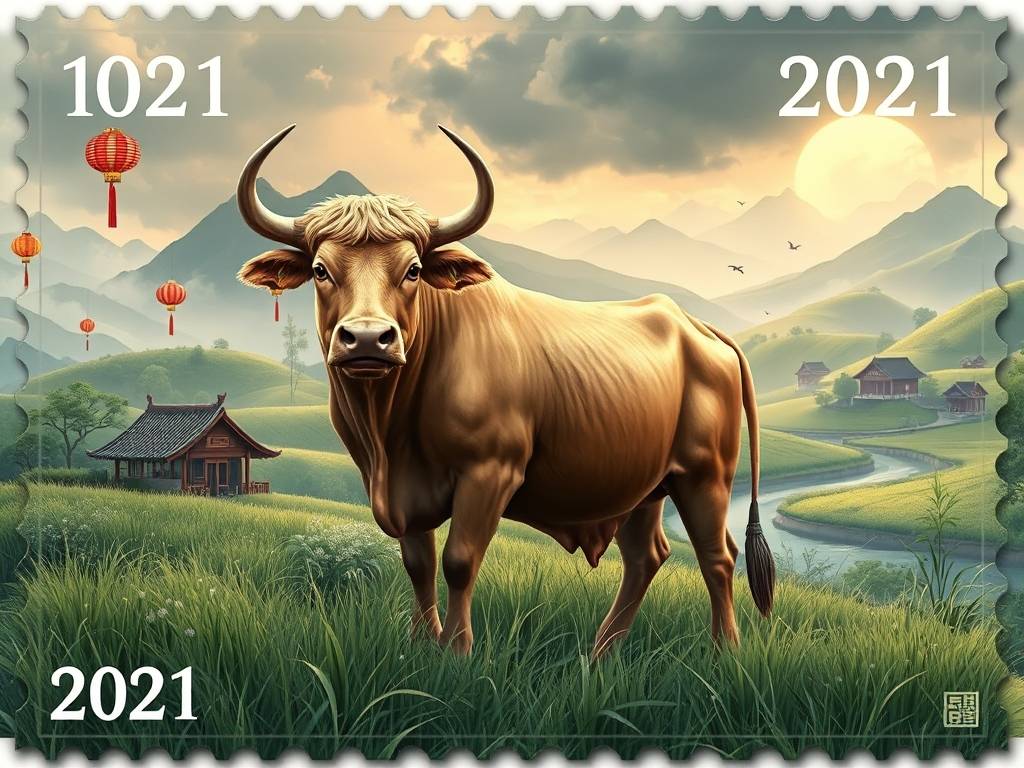 邮票2021年关于生肖牛的邮票设计图案(1)