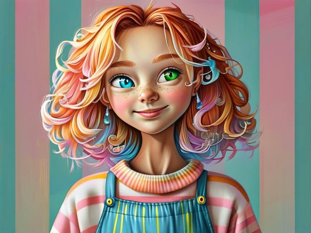 双子座卡通少女简单图片