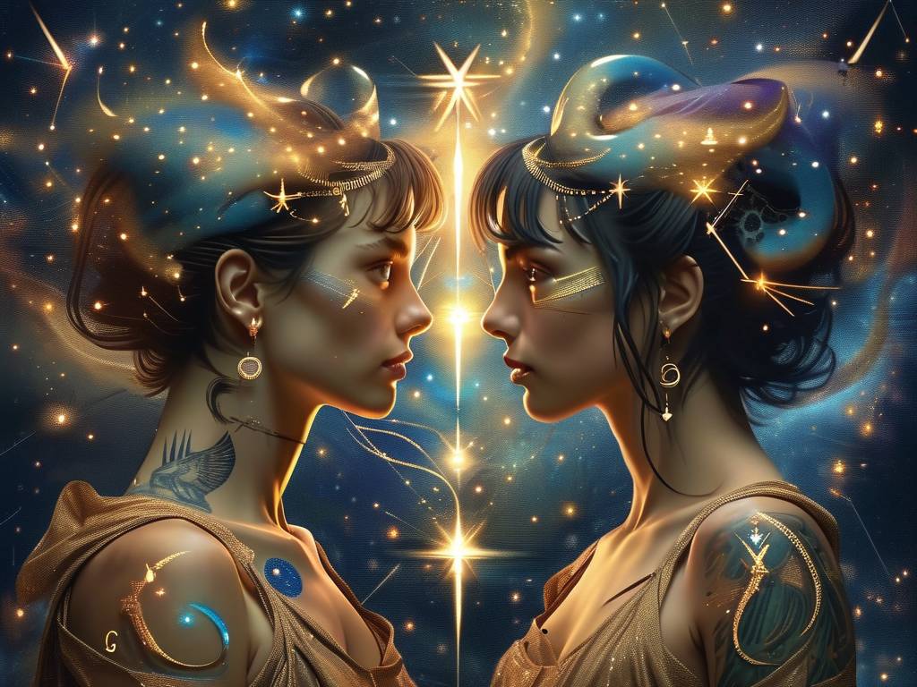 双子座纹身图案 星空图