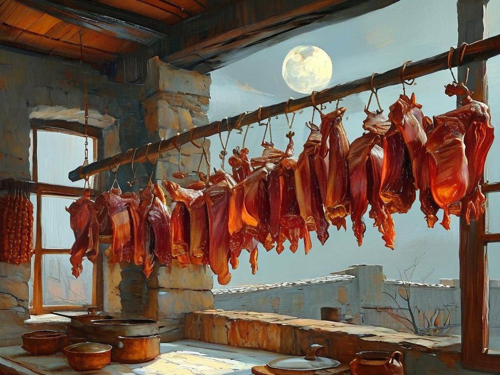 梦见很腊肉挂上墙上的