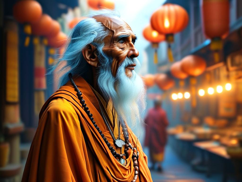 和尚街头看手相图片大全