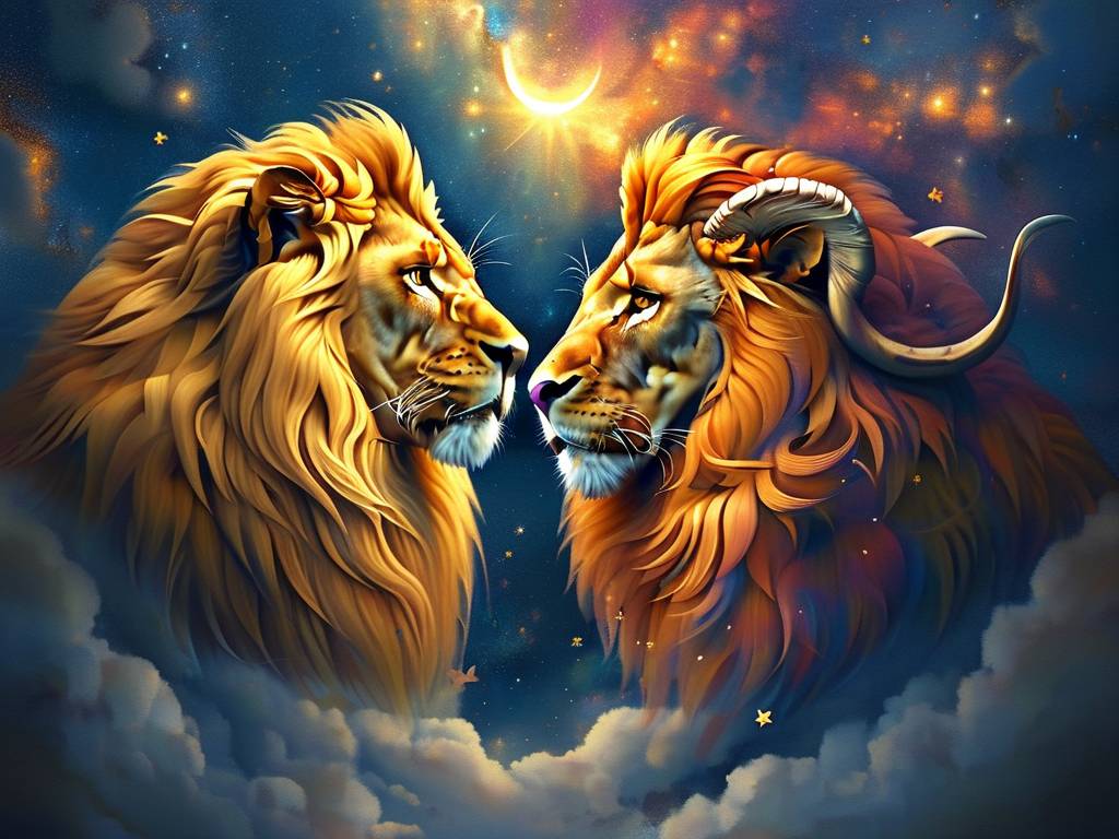 狮子座白羊座图片唯美