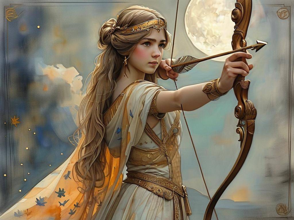 画射手座少女古装简笔画(1)