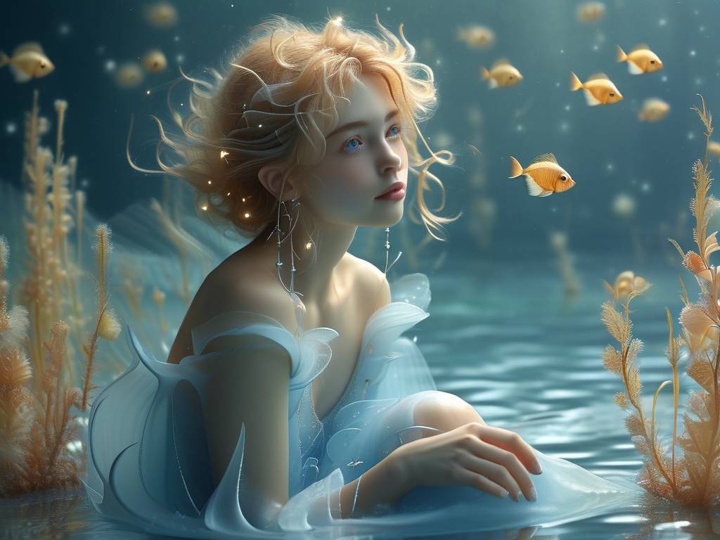 双鱼座女生的插画图片