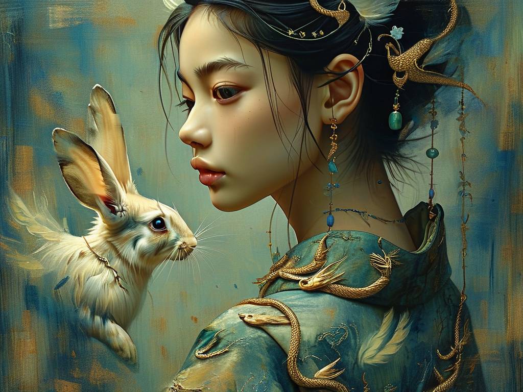 属兔戴蛇吊坠项链