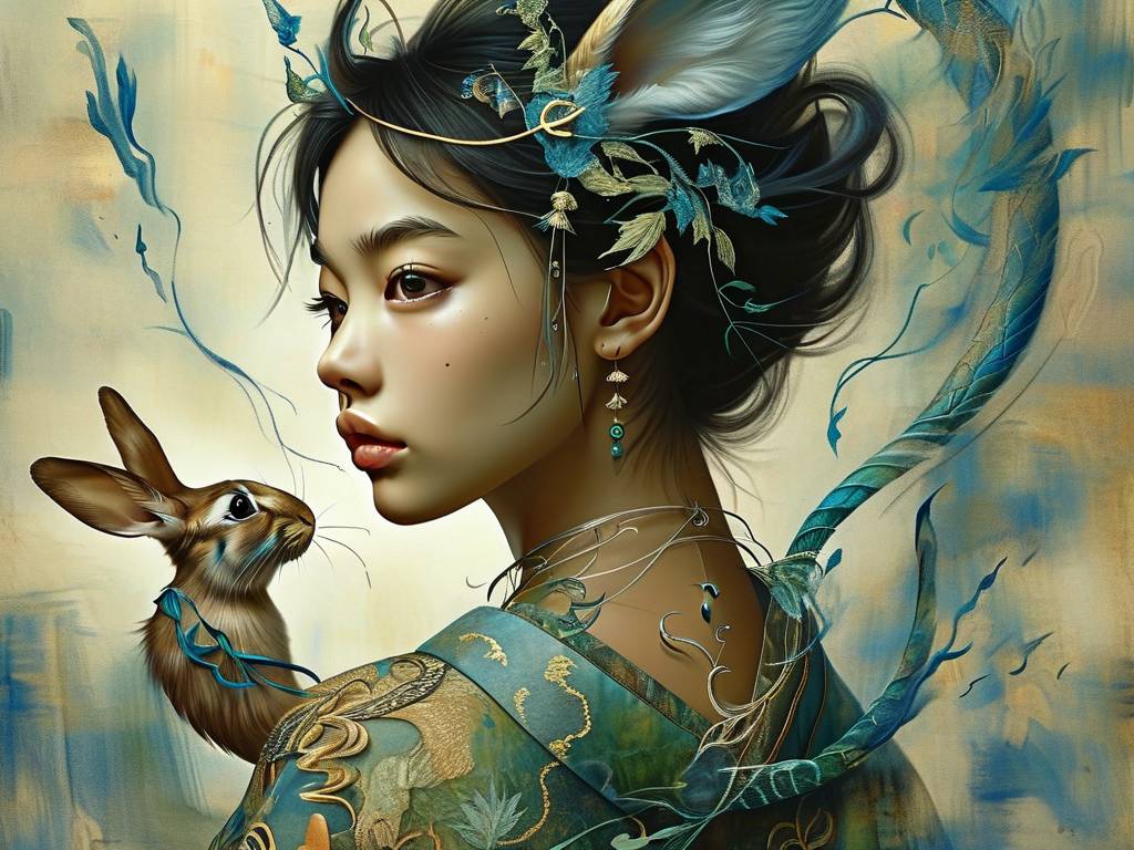 属兔戴蛇吊坠项链